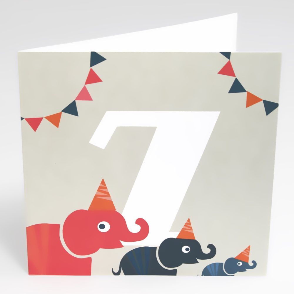 Kort Elefanter (Stor) - 7 år fødselsdag-0